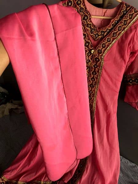 silk gorget open shirt pink colour with plazo and dupatta 5
