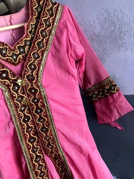 silk gorget open shirt pink colour with plazo and dupatta 6