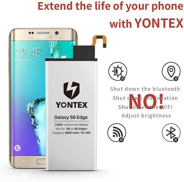 YONTEX Galaxy S6 Edge Battery (Gold) with Back Glass 1