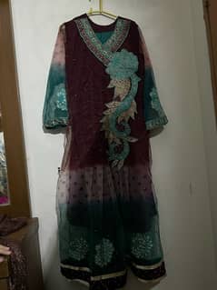 maxi/frock, medium size,green and mehroon shaded colour