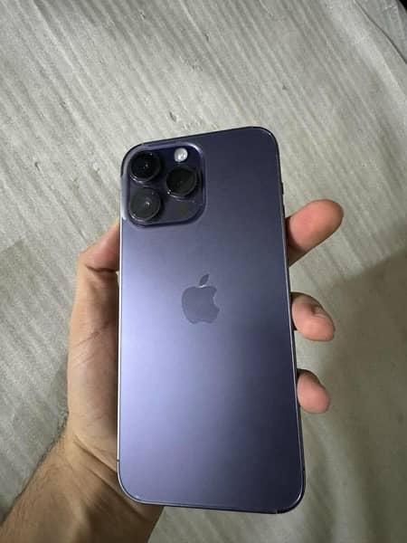 iPhone 14 Pro Max jv , purple colour ,water pack, 10-10 condition 128 1