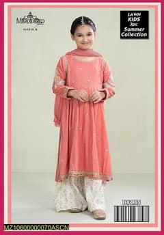 3pcs Girl's unstitched lawn Embroidered suit