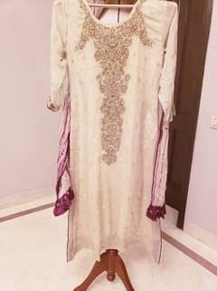 Beautiful handmade off white/ beige pure chiffon dress