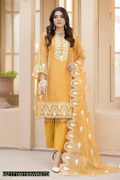 3pcs Women's unstitched lawn Embroidered suit