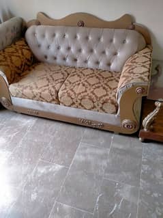 sofa set with table handmade new condition lasani wood