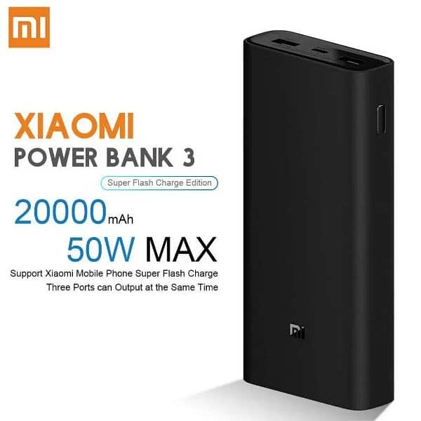 Mi Power Bank 20000 50W Max Charge 3Ports Output for Lptp & Smartphone 1