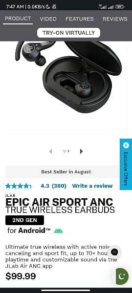 jlab audio Epic air sports ANC usa brand 10
