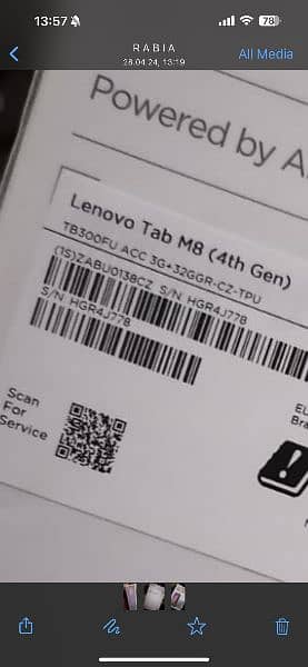 Lenovo M8 32gb ,4th Gen pin pack tablet (Fakhar  03155141289) 1