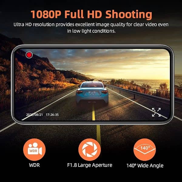 Dash Cam with WiFi, Full HD 1080P Mini Front Dashcam, 140°Wide 5