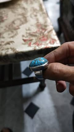 Irani Feroza stone in pure silver ring