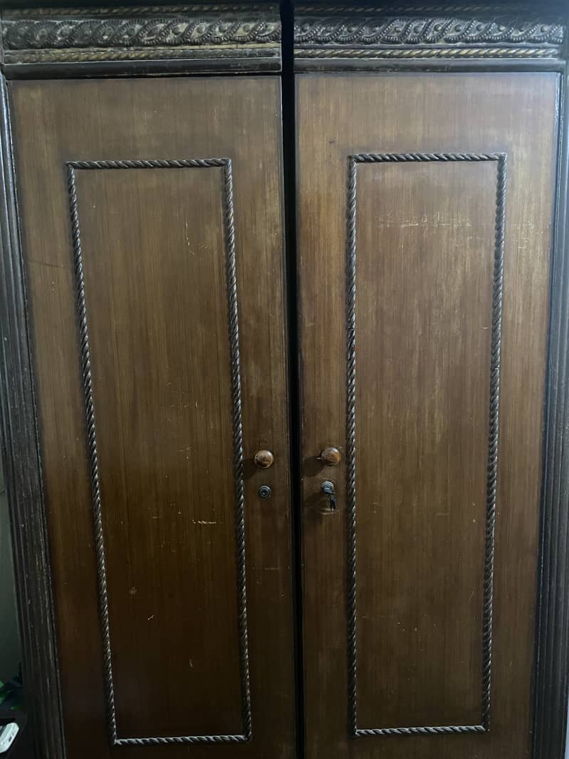 Lasani wood Polish two Door wardrobe available for sale 03042549342 1