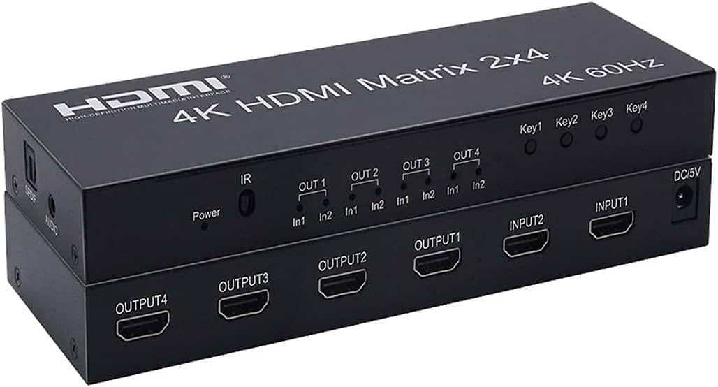 2x4 HDMI Matrix Switch 4K 60Hz 2 in 4 out 9