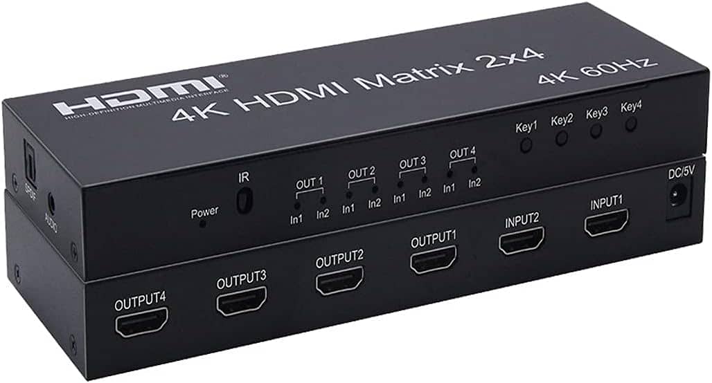 2X4 HDMI switching splitter HDMI Matrix Switch 4K 60Hz 2 in 4 out 7