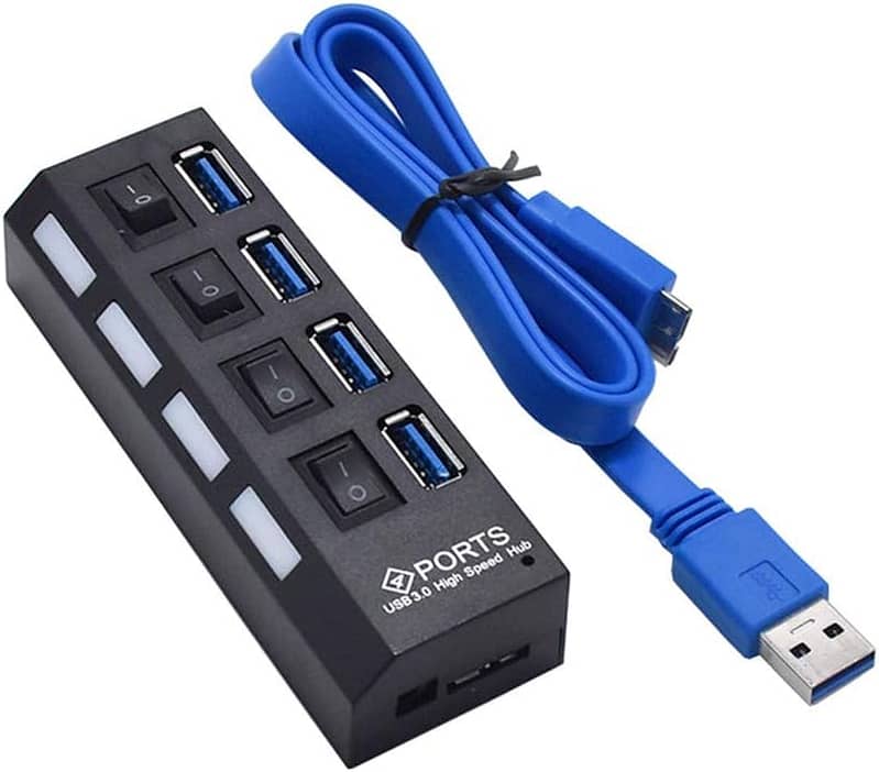 Multi-Function USB Hub TechCode 4-Port Splitter Data Hub Power Adapter 7