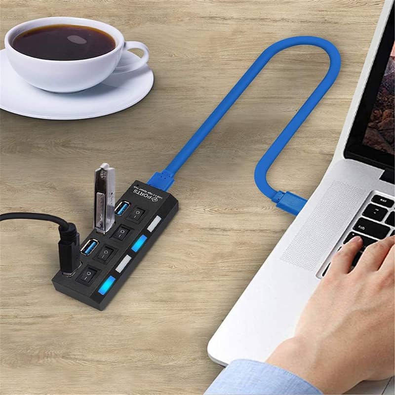 Multi-Function USB Hub TechCode 4-Port Splitter Data Hub Power Adapter 8