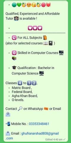 Tution Teacher For Class 1 to 12 0