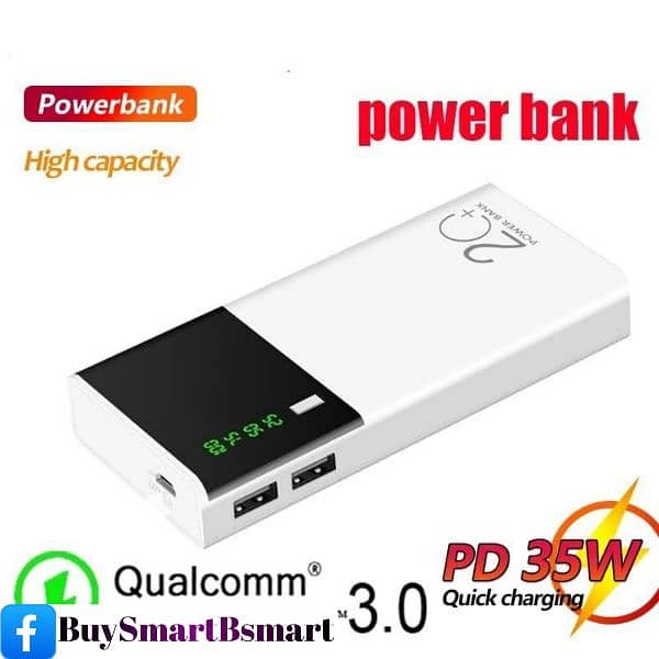 Power Bank Portable 10000mah With Digital Display, High Capacity 3.0 0