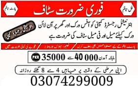 Male And Female Required For Office Bass And Home Base Online Work