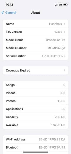 Iphone 12 pro (PTA APPROVE) 256 GB