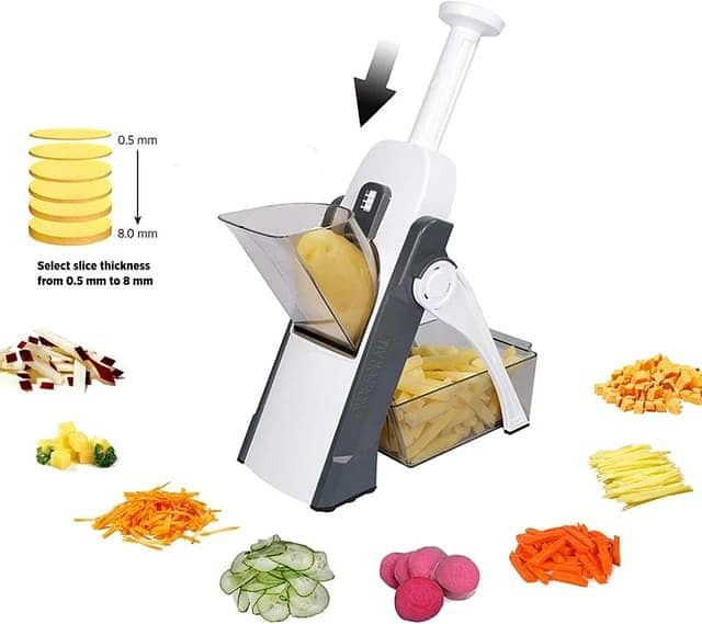 Kitchen Mandoline Slicer Stand Up Fruit Vegetable Cutter with Food Cho 1