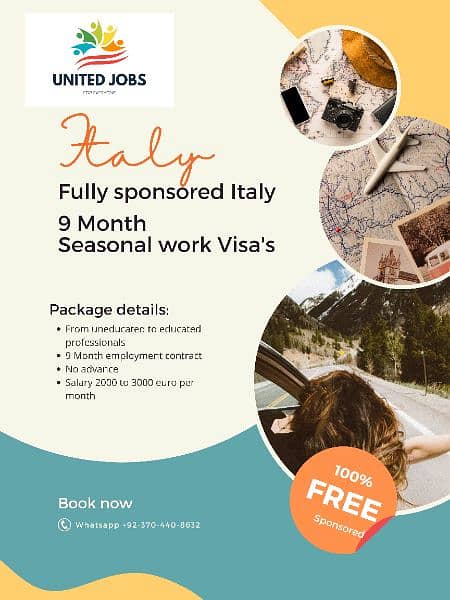 Fully Sponsored Italy 9-Month Seasonal Visa with Free Tickets! 0