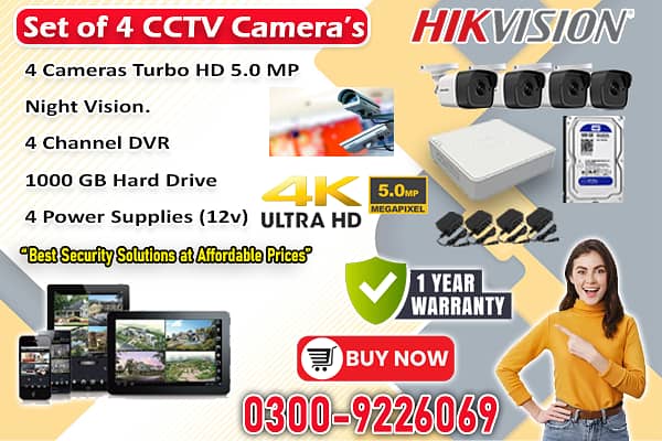 4 CCTV Cameras Set In DHA (HIKVision) 0