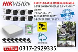 8 CCTV Cameras Bundle, Brand Hik Vision