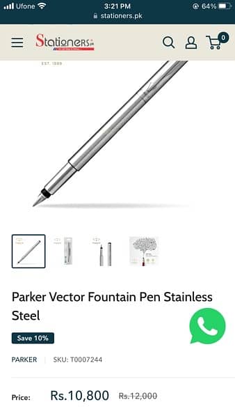 parker vector fountain pen stainless steel original 7