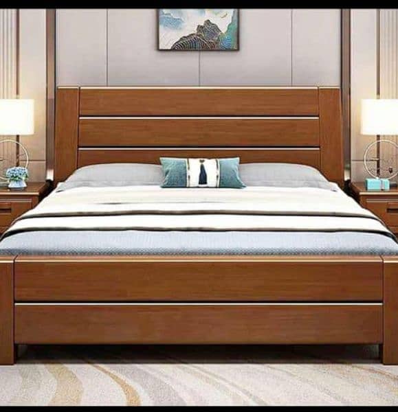 double bed set, sheesham wood bed set, king size bed set, complete set 15