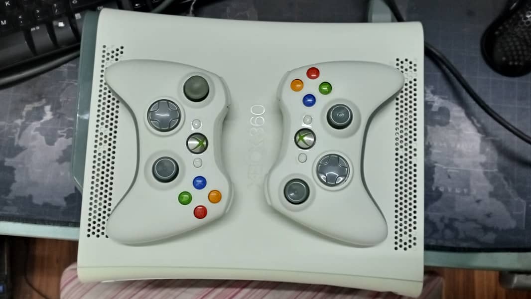xbox 360 2 original controllers with 50+ games 1
