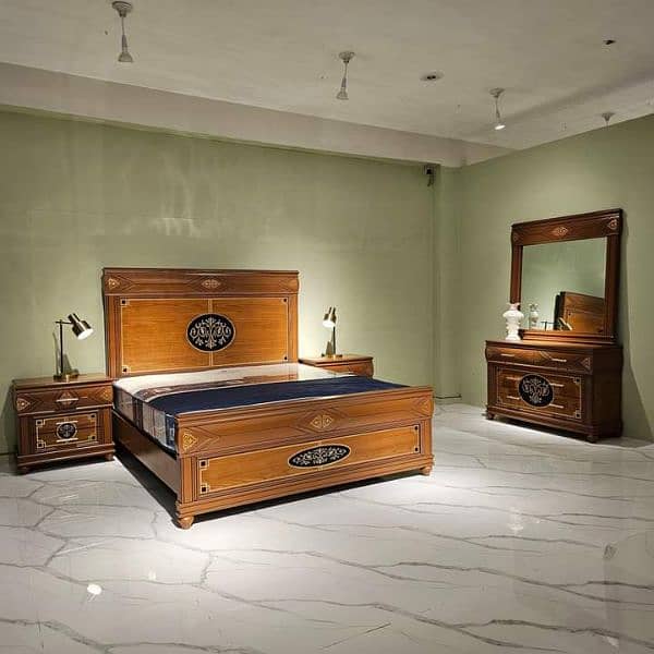 double bed set, sheesham wood bed set, king size bed set, complete set 0