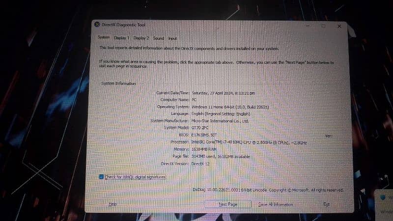 MSI Gaming Laptop GT-70 2-pc, I7 4th gen processor, 16 GB ram, 17". 4
