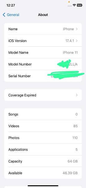 iPhone 11 Non PTA water park 64Gb 80 battery health 7