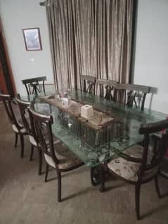 Dinning Table - Glass Top - 8 Seater Luxury Dining