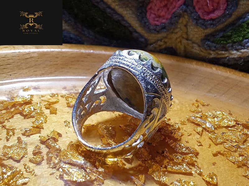 Rare Clour Old Mine Feroza Handmade Ring Big size Stone and Ring. 3