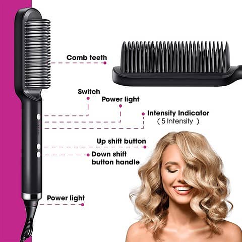 New Stock Hair Straightening Brush For Girls Straightener Heat Curler 1