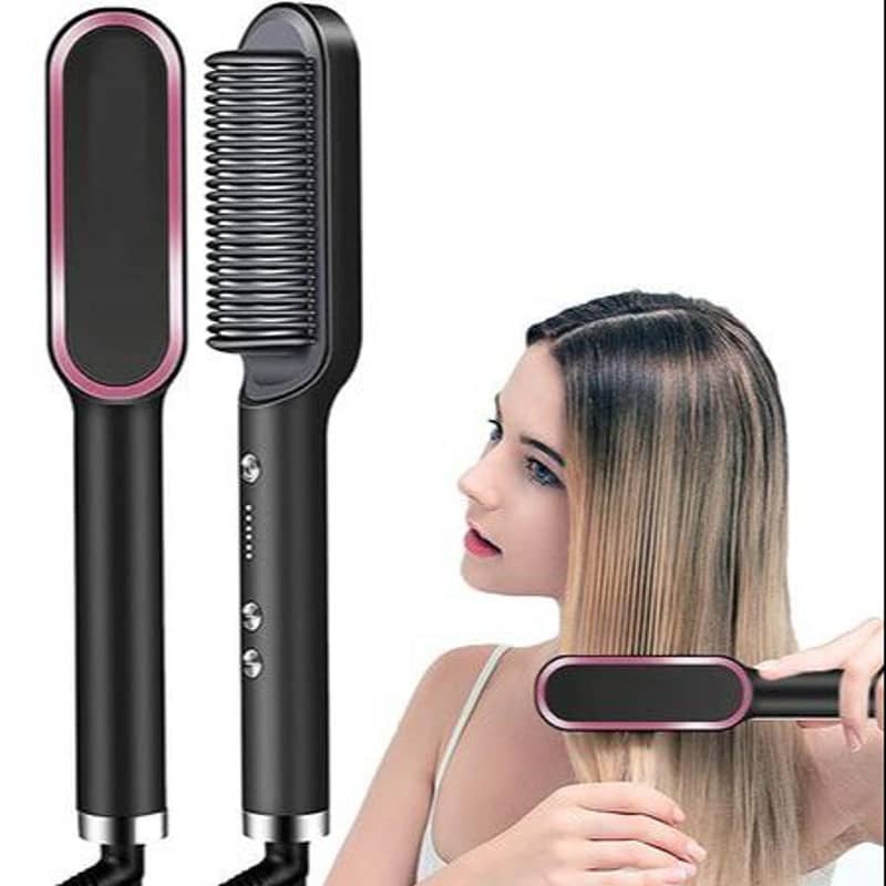 New Stock Hair Straightening Brush For Girls Straightener Heat Curler 2
