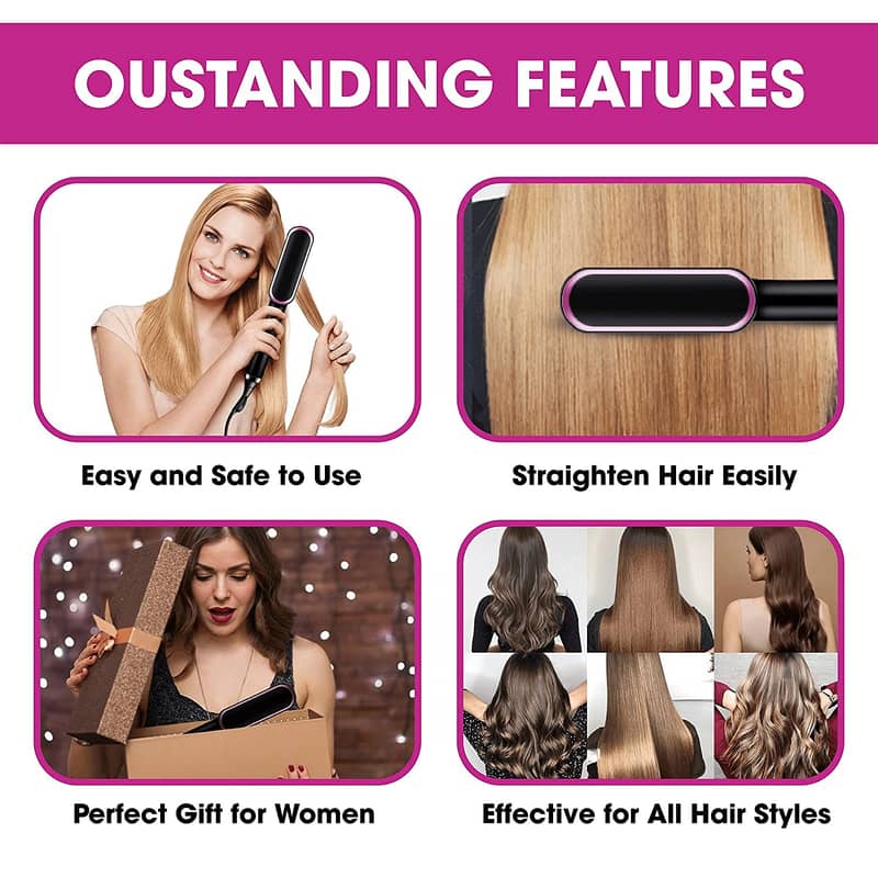 New Stock Hair Straightening Brush For Girls Straightener Heat Curler 8