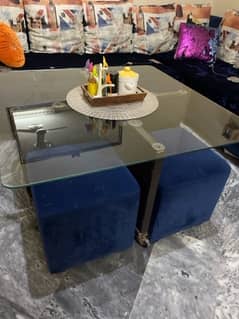 dining table with 4 chairs , centre table , tv lounge table , dining