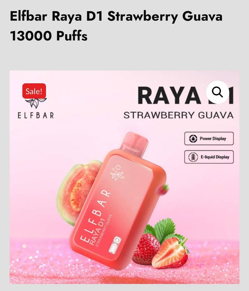 Elf Bar Raya D1 Strawberry Guava (13,000 Puffs)|Delivery free 1