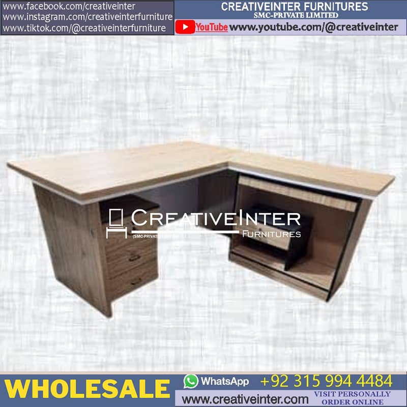 Executive Office Table L shape Desk Study Computer Workstation Chair 3
