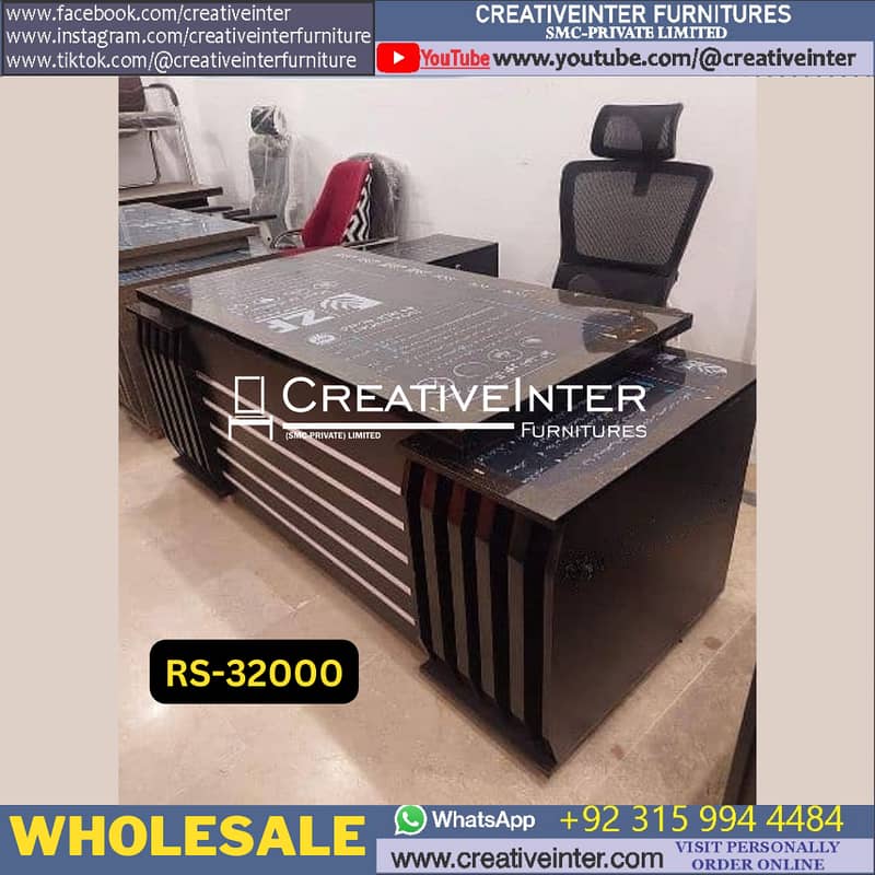 Executive Office Table L shape Desk Study Computer Workstation Chair 15