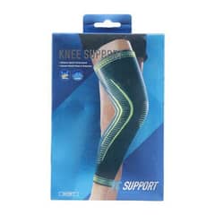 YC Knee Support – Elastic Knee Support – Black/Green Single Piece