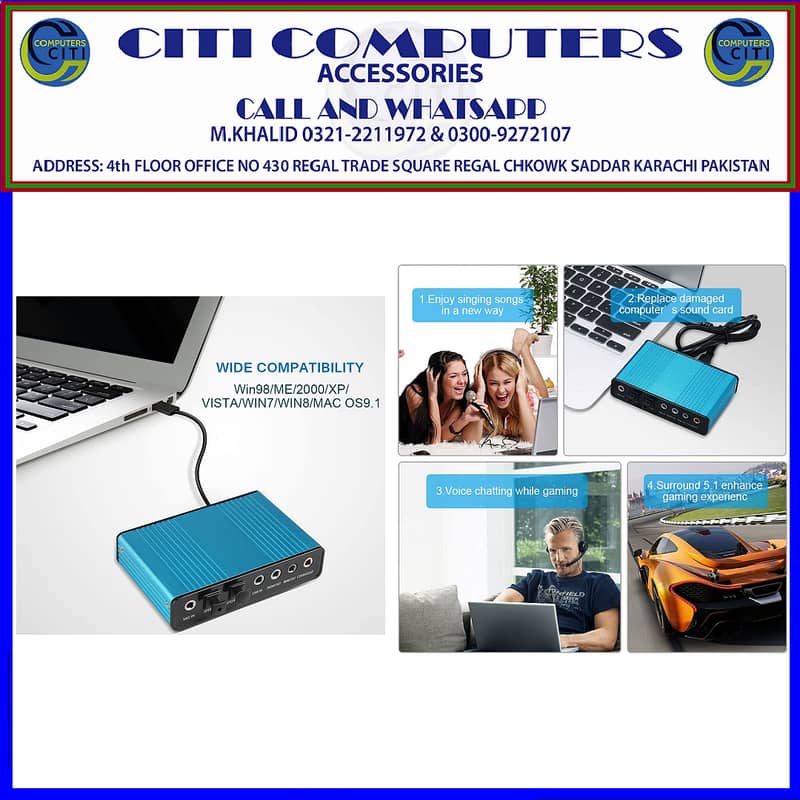 Newest CM6206 Chipset Channel 5.1 External USB Sound Card Audio Card A 0