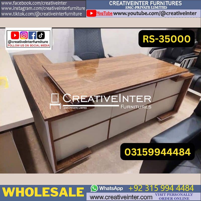 Executive Modern Office Table Chair Workstation Meeting CEO Desk Study 3