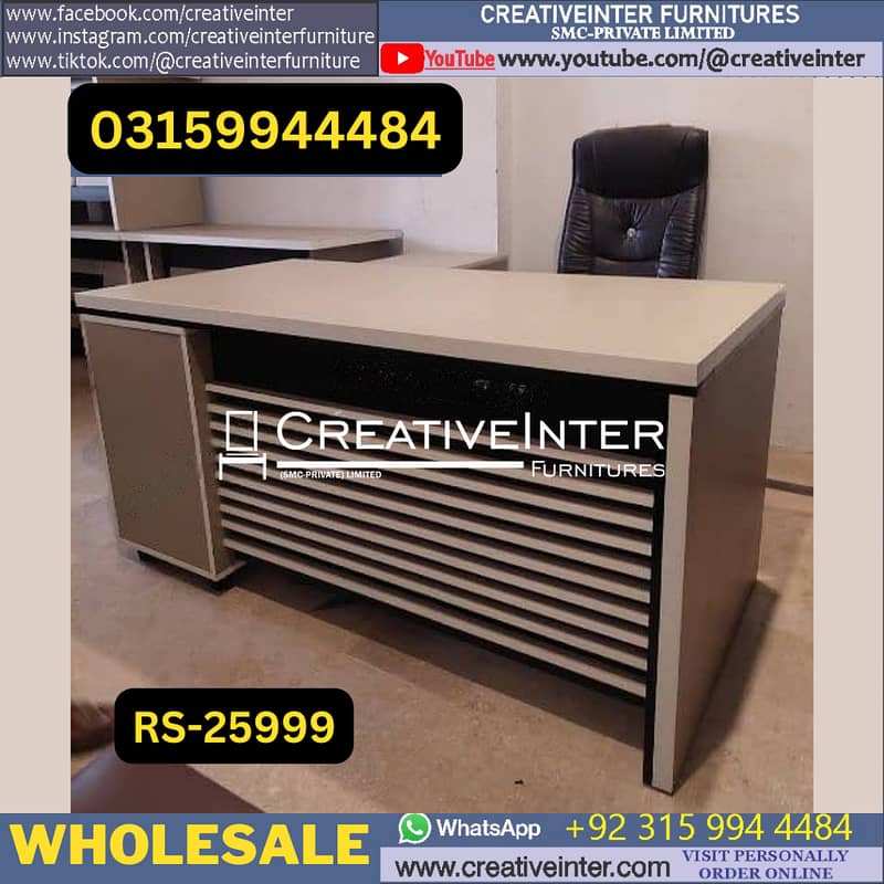 Executive Modern Office Table Chair Workstation Meeting CEO Desk Study 4