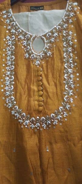 slightly used mahndi dress long kali frok with full dupatta 0
