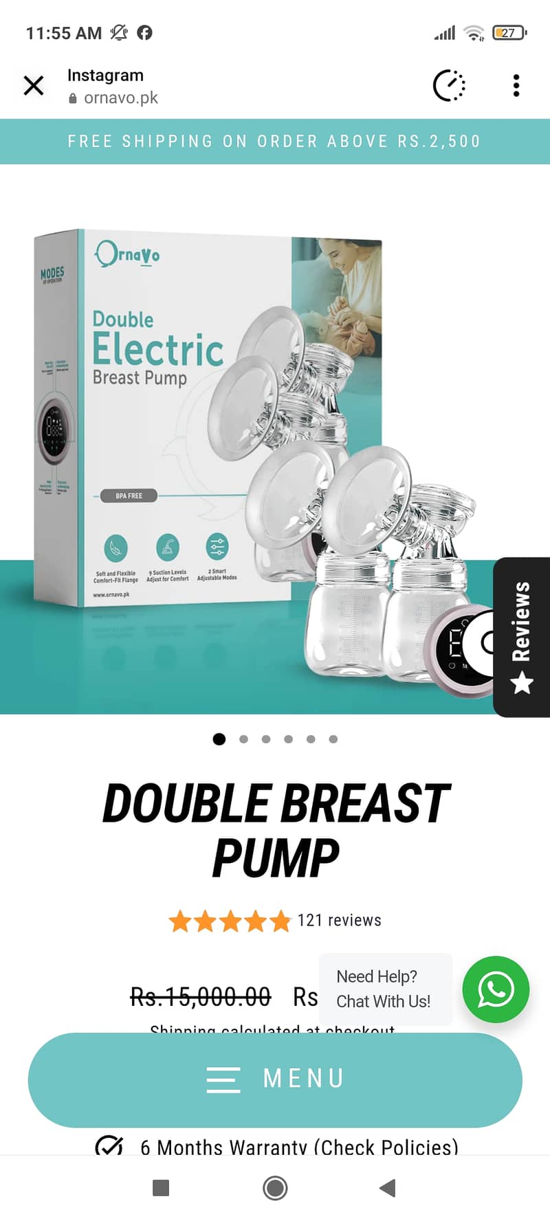 Ornavo rechargeable double breastpumps 0
