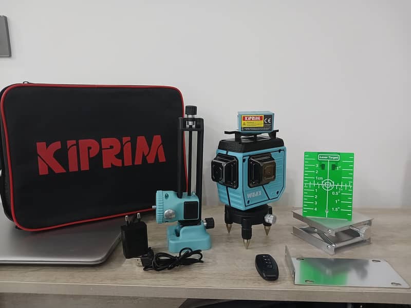 KiPRiM 3D 12 Cross Line Self-Leveling Green Laser Level Kit, RC, 5200m 0