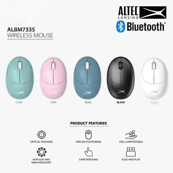ALTEC LANCING Bluetooth + Wireless Mouse ALBM7335 DPI 1000/1200/1600 10
